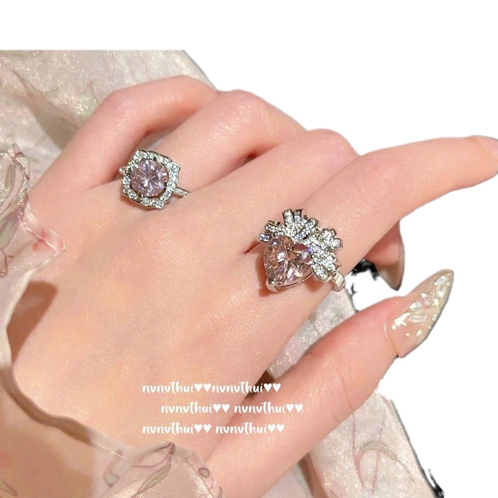 Papalacha, Pink Crystal Flower Bracelet, Rich Family Gold, 18K Gold Plated, Barbie Pink Strawberry Zircon Ring.