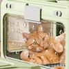 Trasportino Pieghevole per Animali da Viaggio Portacani Gatti in Plastica Dura con Tappetino Igienico Griglia a Rete Gabbietta Pieghevole per Cani Piccoli Gatti