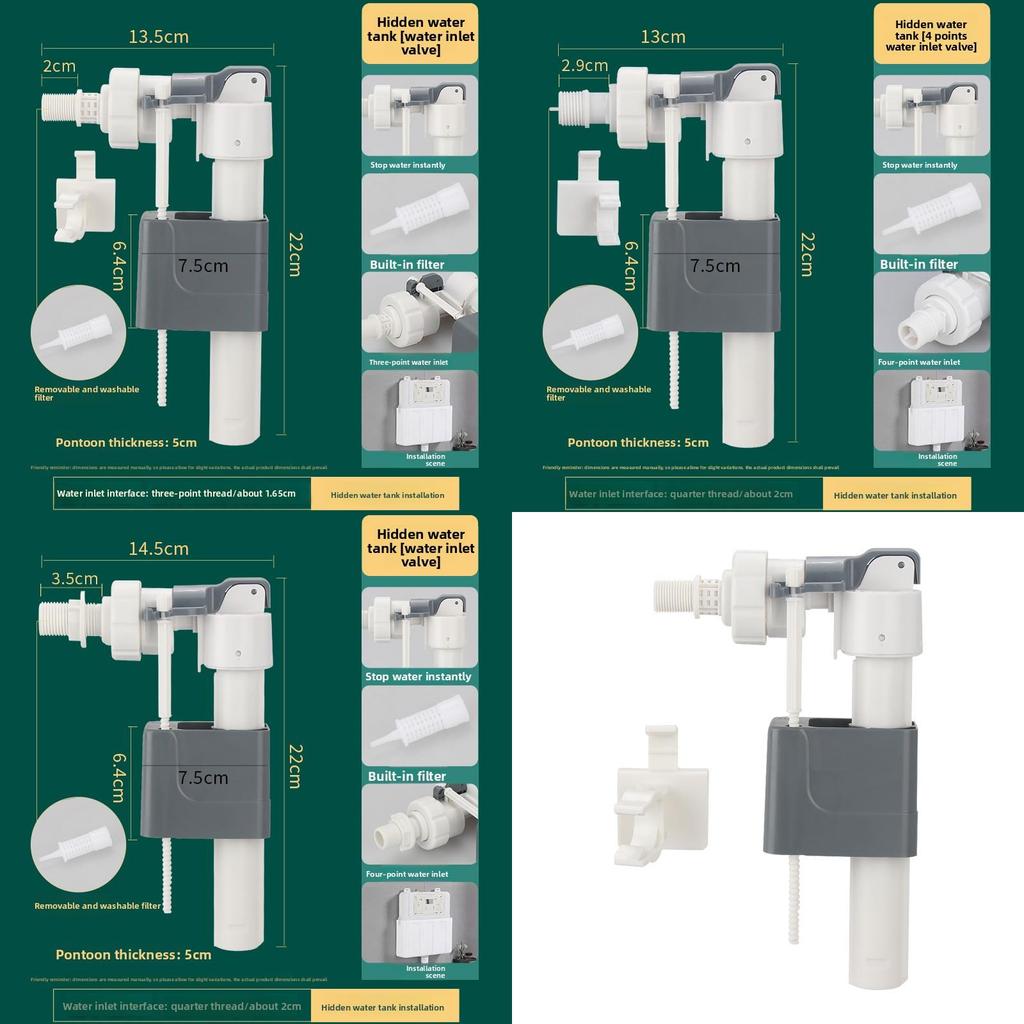 Modern Minimalist Concealed Water Tank Inlet Valve With Installation Fittings For Wallhung Toilets