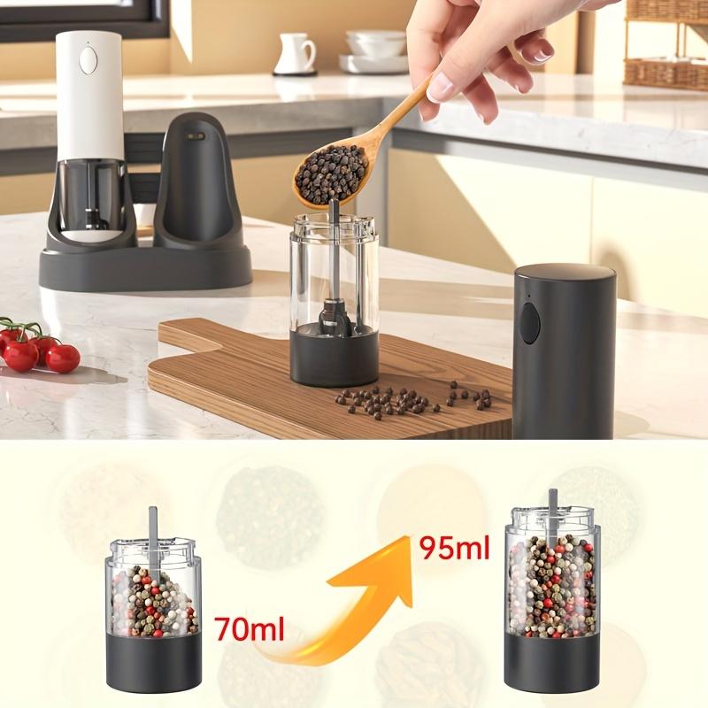 2Pack Portable Electric Salt and Pepper Grinder Set with LED Light, USB Charging with Type-C Rechargeable Base, ABS Material, 300mAh Lithium Battery