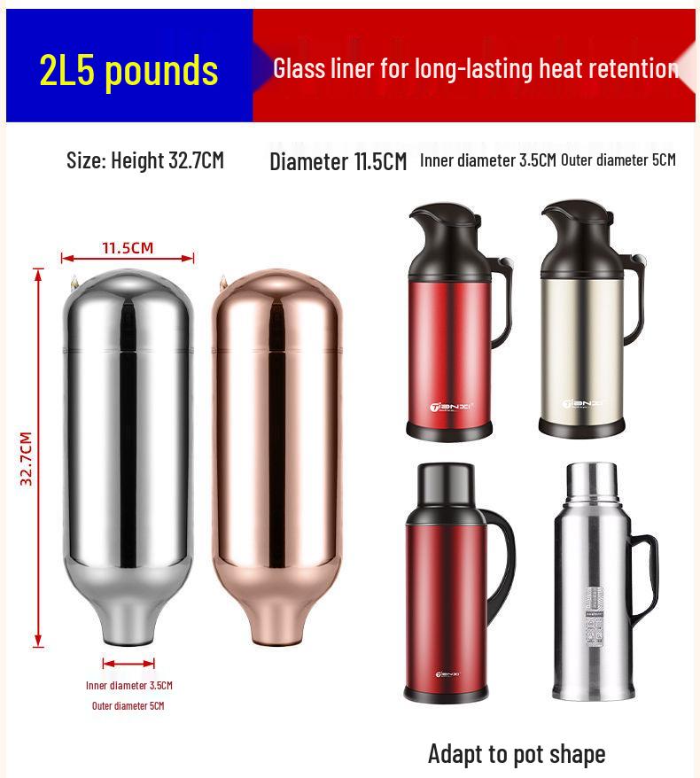 Termo de Vidrio al Vacío con Revestimiento Interior: 1L, 1.3L, 1.6L, 1.9L, 5lb, 2.08lb, 3.2lb