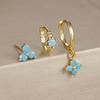 3PCS Fashion Gold Plated Chain Zircon Hanging Earrings Set for Women Stainless Steel Punk Flower Dangle Earring Piercing Jewelry