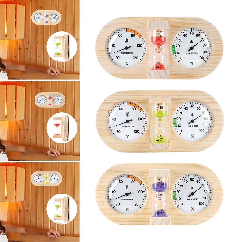 Sauna Thermometer Hygrometer and Timer Temperature Humidity Gauge Equipment Household Easy Read 3 in 1 for Home Hotel Indoor