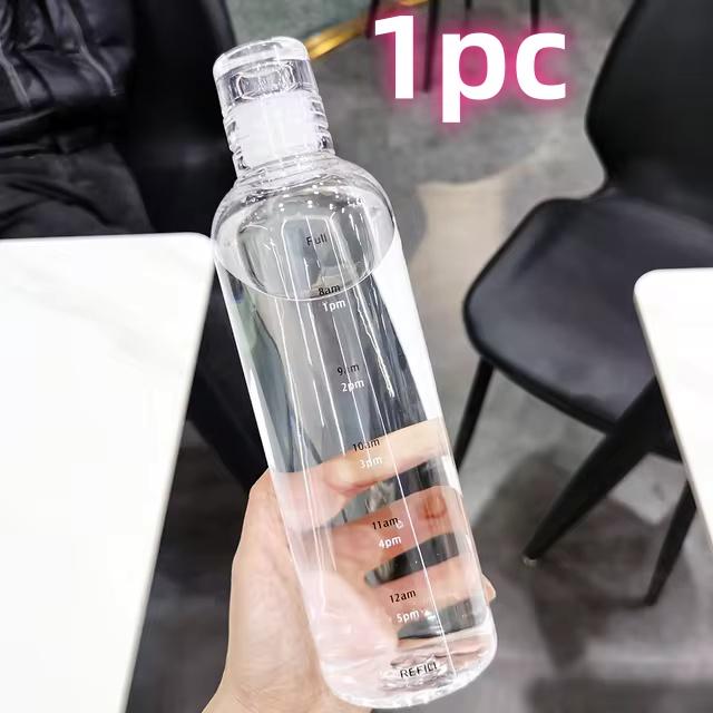 

500 мл пластиковая бутылка для воды бант прозрачные термостойкие питьевые чашки со шкалой времени для занятий спортом на открытом воздухе школьные принадлежности для питья 500ml прозрачный