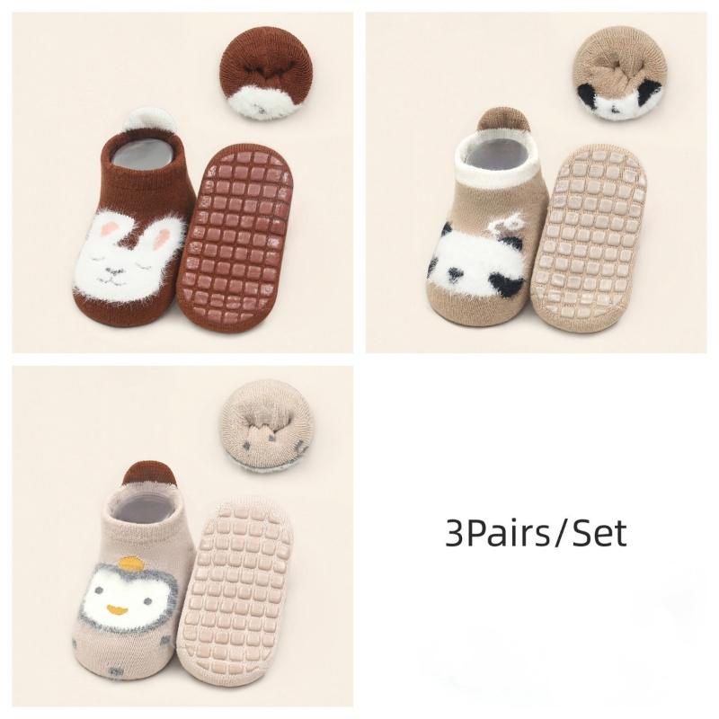 

3Pairs/Set Kids Girl Boy Socks Anti Slip Cotton Baby Socks for Girls Boys Casual Print Winter Thick Warm Toddler Children s Sock Non-slip S