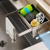 Küchenspülbecken Schwammhalter Schwammablage mit Lappenhalter Selbstentwässernder Arbeitsplatten-Organizer für Seife