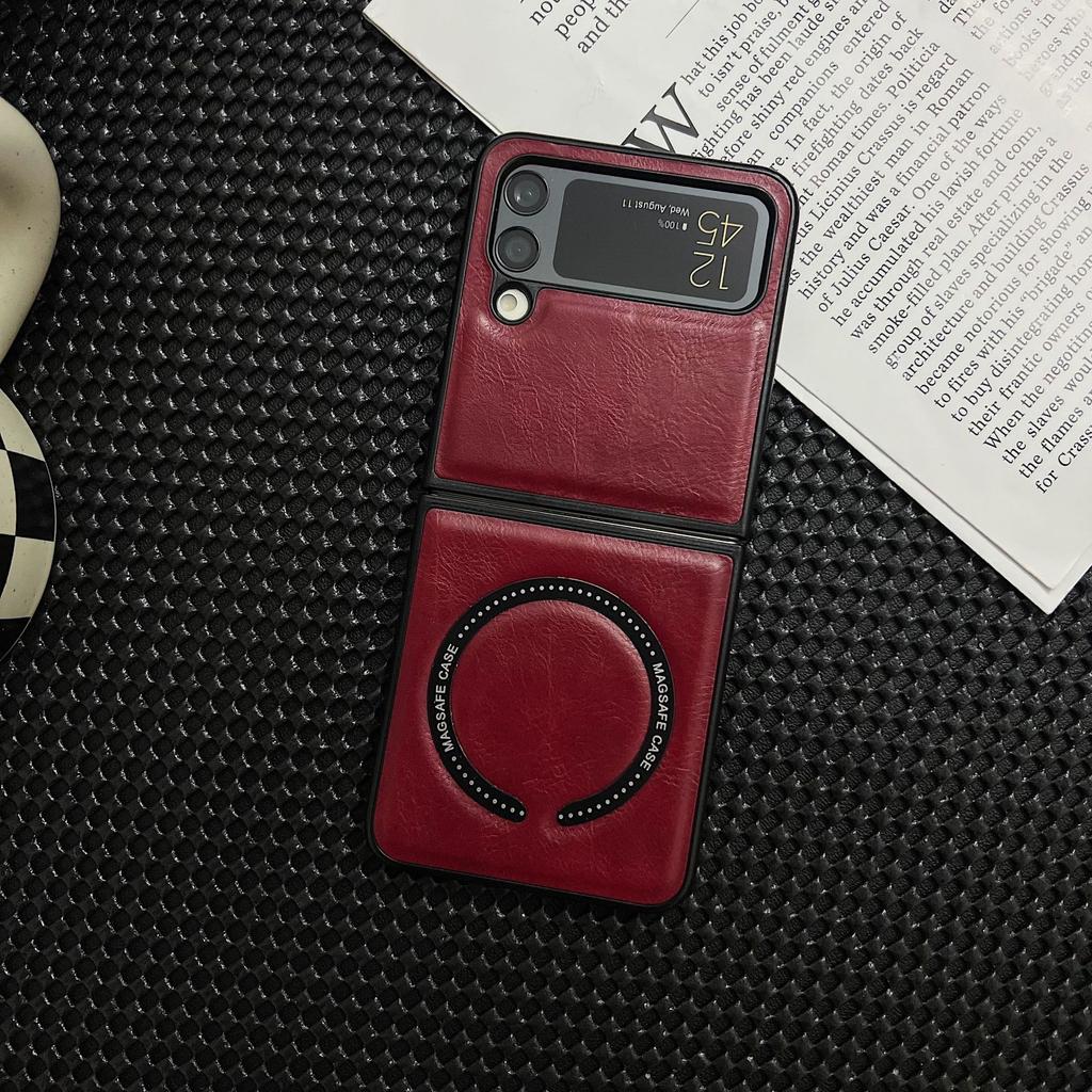 Suitable for Samsung Galaxy Z Flip6 Folding Phone Case ZFold6 Leather MagSafe Dustproof Tup Jacket