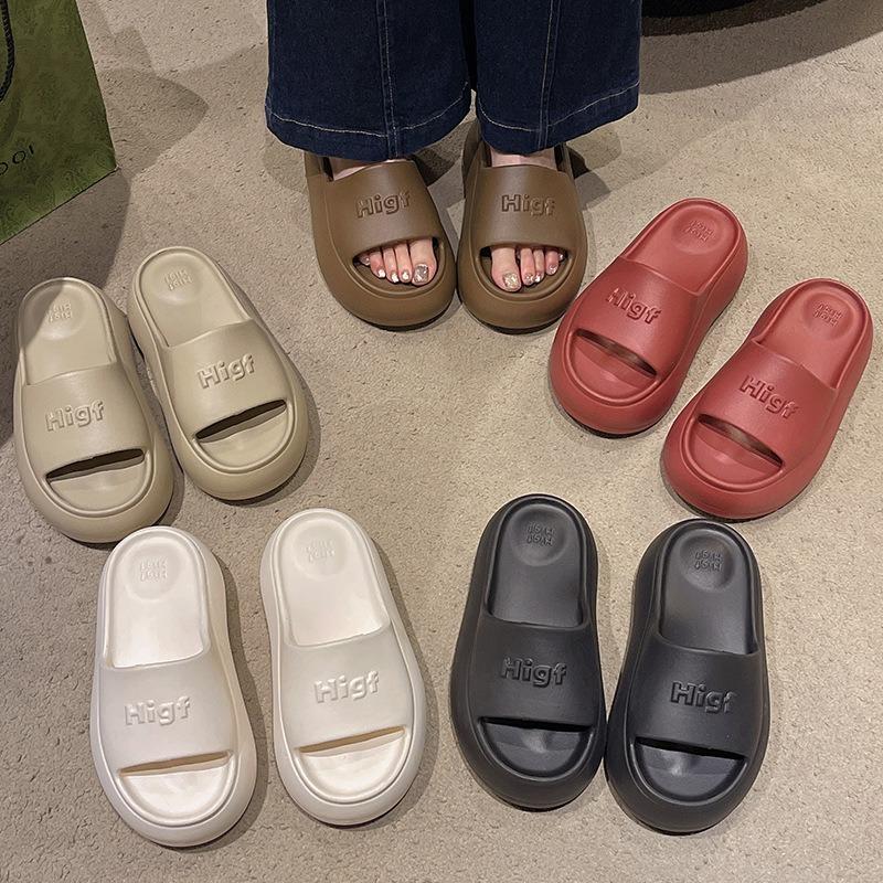 Summer Wear Super Thick Bottom One Word EA Slippers New Simple and Versatile Comfortable Height Increase Cool Slippers Women