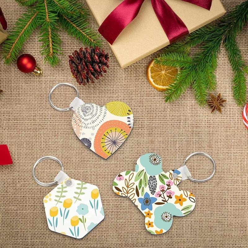 15 Pieces Sublimation Blank Keychain Kit for Key Ring Set DIY Heat Transfer Keychain Blanks with for Key Rings for Gradu