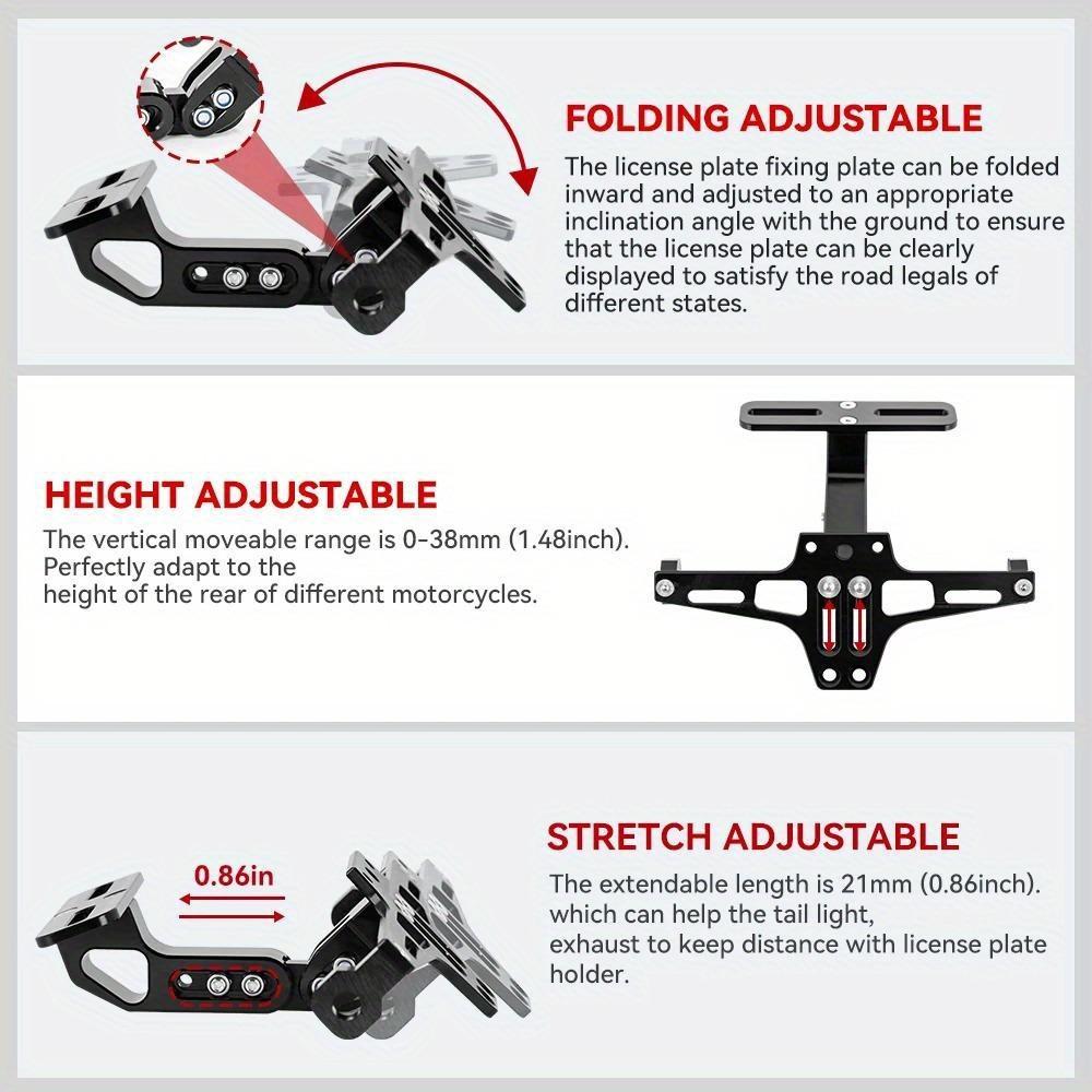 Motorcycle License Number Plate Holder Frame CNC Aluminum Adjustable Moto Accessories Turn Signal Light Bracket