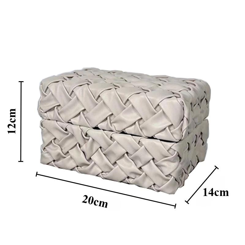 Handmade Luxury Jewelry Box Leather Weave Storage Boxes Necklace Organizer Jewelry Display Case Portable Ornaments Bedroom Packaging Art Boxes Gifts