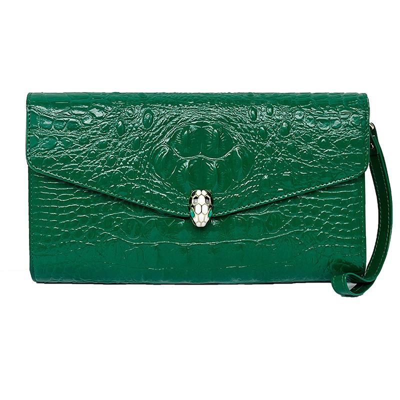 

Модные клатчи большой емкости для женщин с узором под крокодила, сумка на плечо, дорожные сумки-клатчи с декором в виде змеиной головы, женские сумки-конверты
