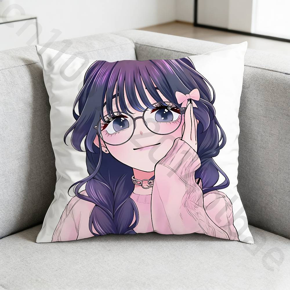 Waguri Anime Kaoruko Pillow Case Sofa Living Room Bedroom Headboard Backrest Cushion Square Cushion Nap Time