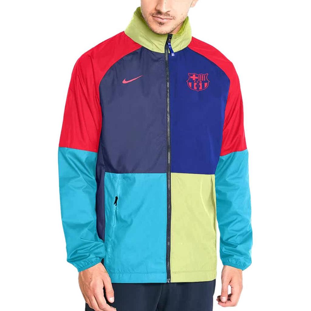 Nike Stagione 20-21 Barcellona Calcio Sportswear Allenamento Casual Giacca Antivento Tessuta Uomo Capo d'Abbigliamento Esterno Blu Navy CI9529-457
