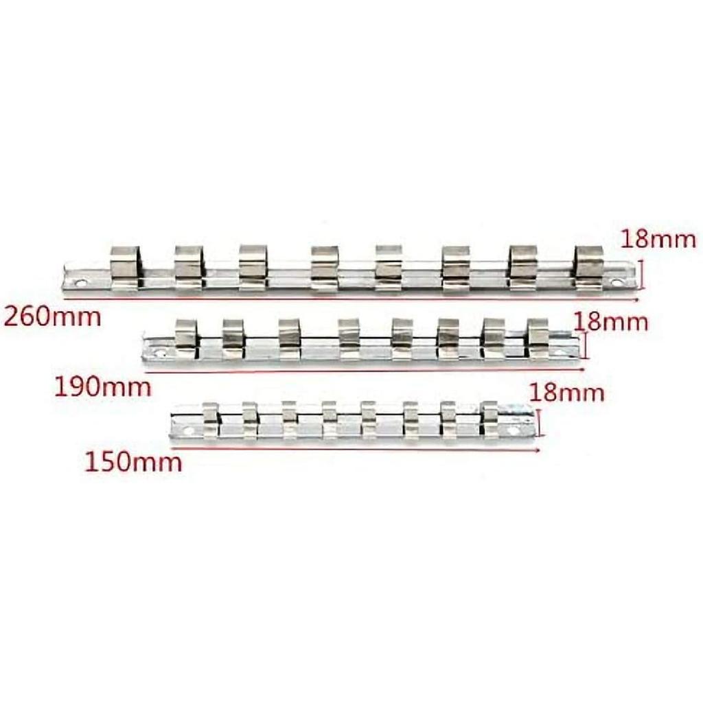 Socket Rails Organizer Socket Organizer Tray, Carbon Steel 8 Socket Rack Storage Divider Rail Tray Holder Shelf Stand Tool Organizer(1/2")