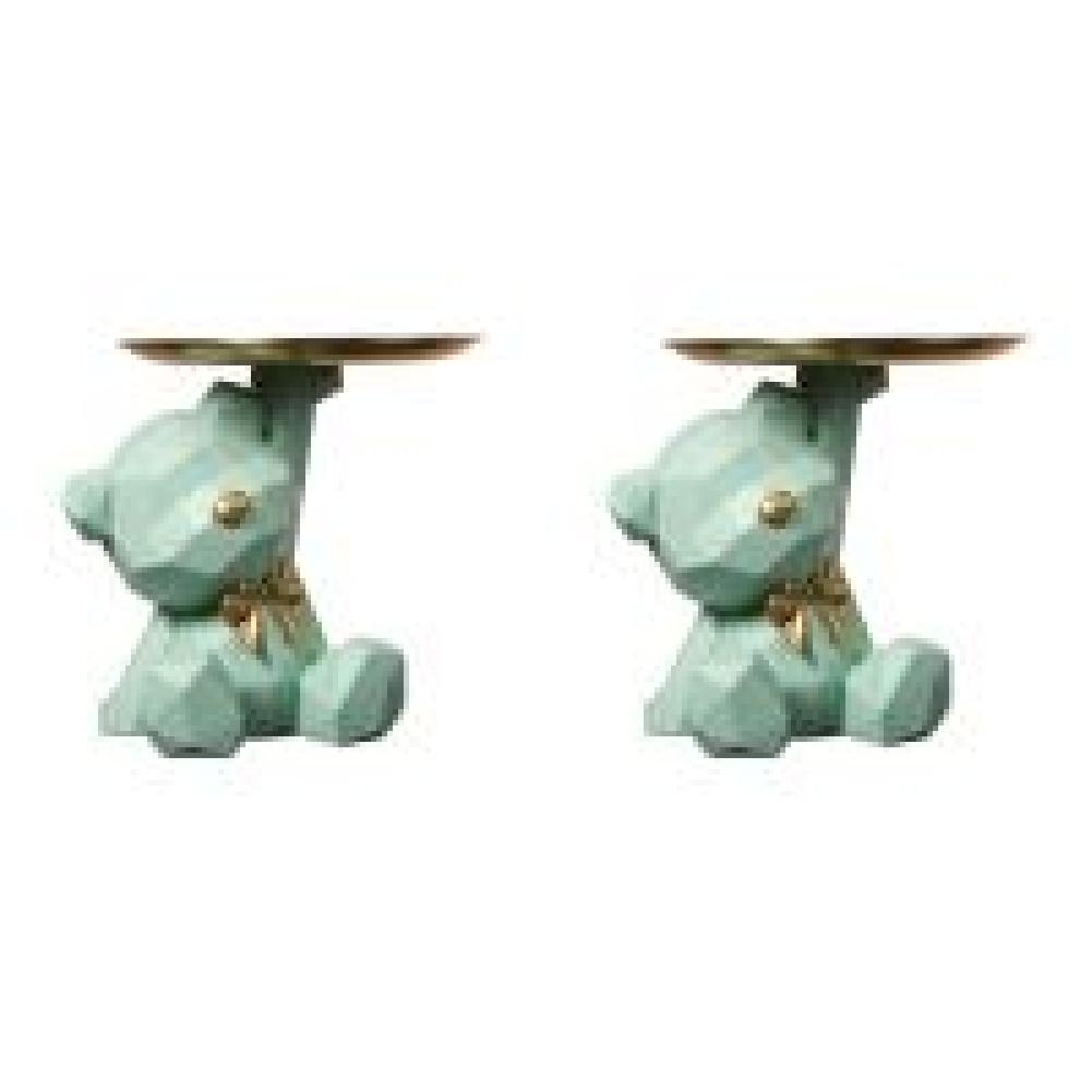 

AU Geometric Bear Storage Sculpture Resin Key Holder Figurine for Home (green)