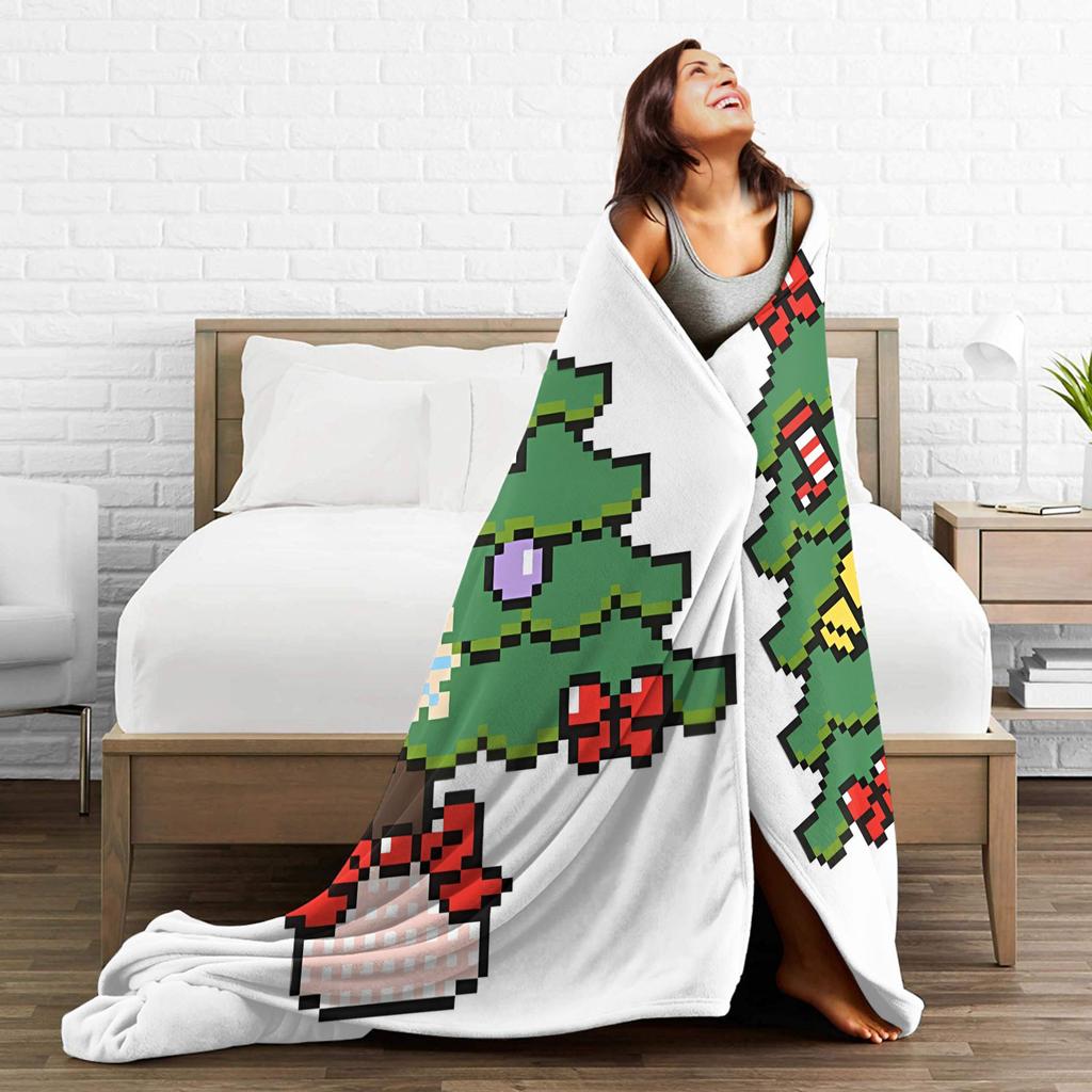 New Year Plaid & Pattern Plush Blanket Boy Girl  Flannel Throw Blanket For Couch Bed Super Soft Design Quality Bedspread Gift