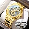 Fashion Skeleton Watch Automatic Waterproof Watches Luminous Mens Watch Stainless Steel Strap