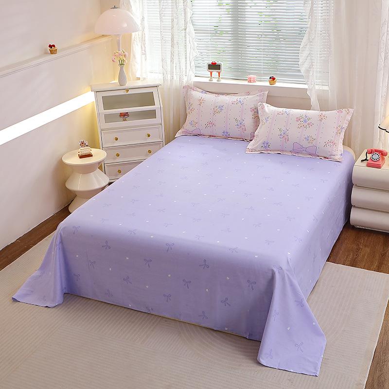 Simple Cotton Bed Sheet for Double Bed - Suitable for Summer & Student Dormitory, 40 Count, All Seasons