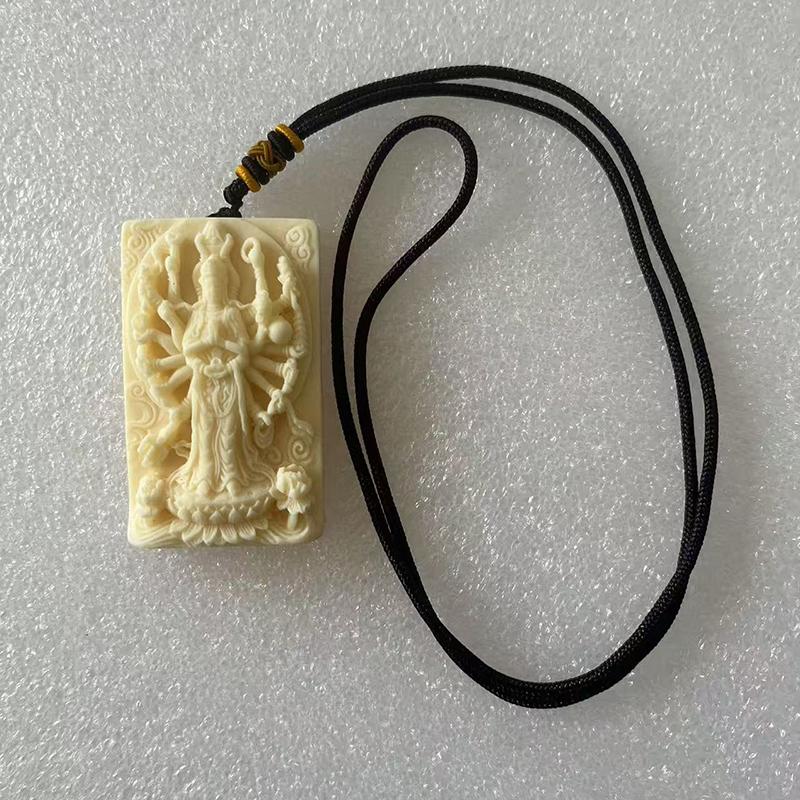 Подвеска «Тысячерукая Гуаньинь» из имитации слоновой кости Декоративные статуэтки Удача Здоровье Китайский сувенир