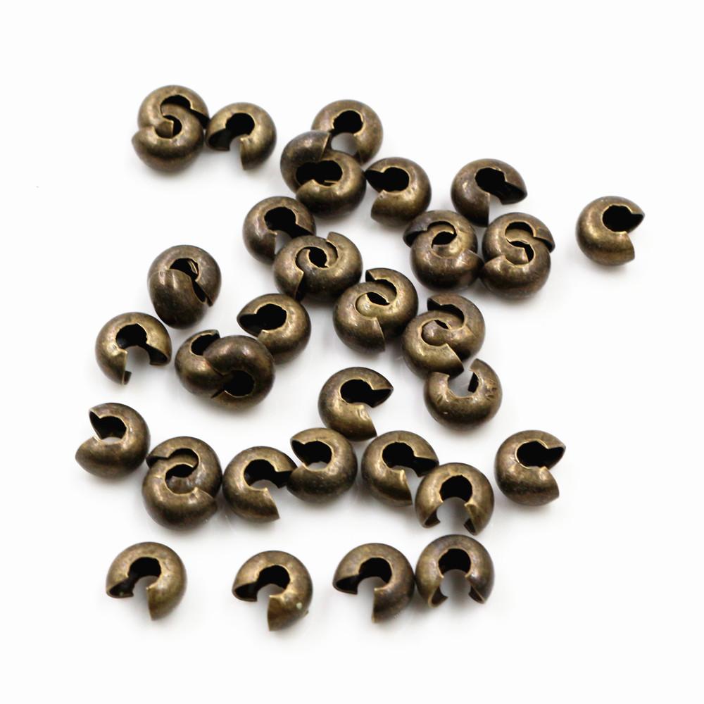 100pcs/lot Copper Round Covers Crimp End Beads 3 4 5mm Stopper Spacer Beads For DIY Jewelry Making Findings Supplies