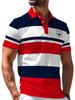 Men's Outdoor Short-Sleeve Polo Shirt, Available in Multiple Sizes, Men's Lapel Polo with Small Striped Chest Print, Men's Top, Slim Fit, Suitable for