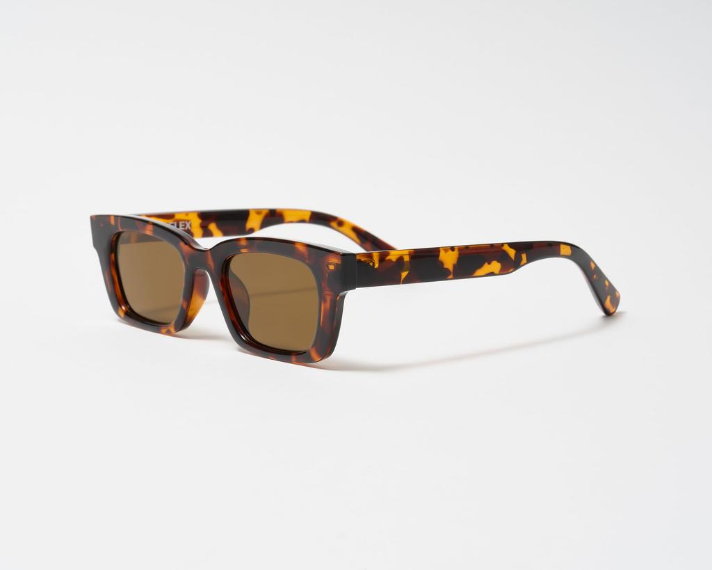 Slim Square 3 Sunglasses demi brown Brand Popular Stylish Fashion Glasses UV Protection [Flex] (F L brown) Women's Men's