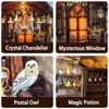 DIY Book Nook Wooden Miniature Model Kits Magic Academy Casa Bookend 3D Puzzle With Light Bookshelf for Friends Birthday Gifts