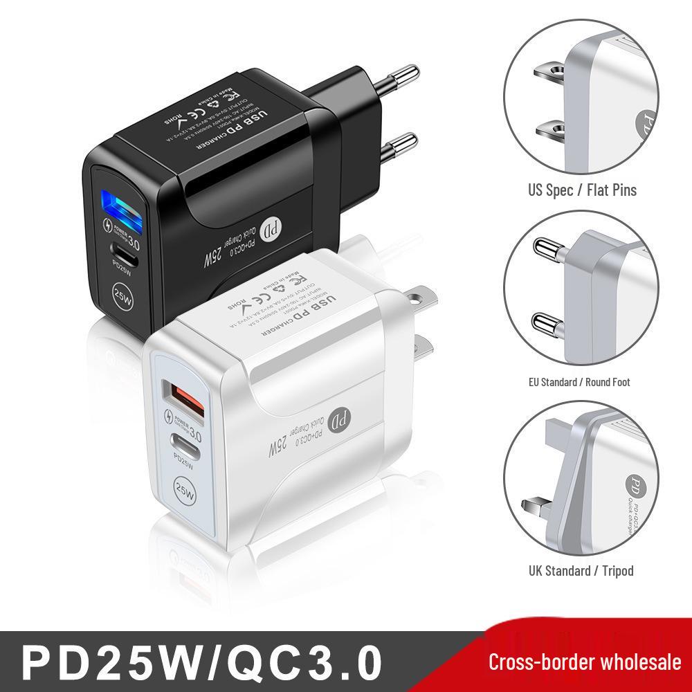

25W PD Fast Charger 5A Type-C Adapter - EU/US/UK Standard UK-White (Triangle)