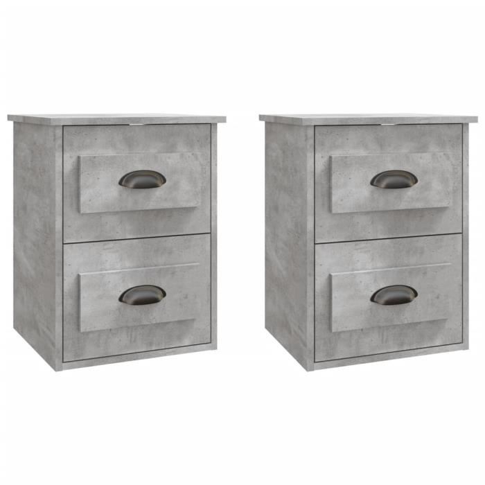 VidaXL Wall-mounted Bedside Tables 2 Pcs Concrete Grey 41.5x36x53 Cm 816401