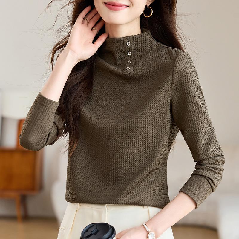 Half Turtleneck Bottoming for Women's Spring and Autumn Inner Top Design Style New Texture Knitted Sweater