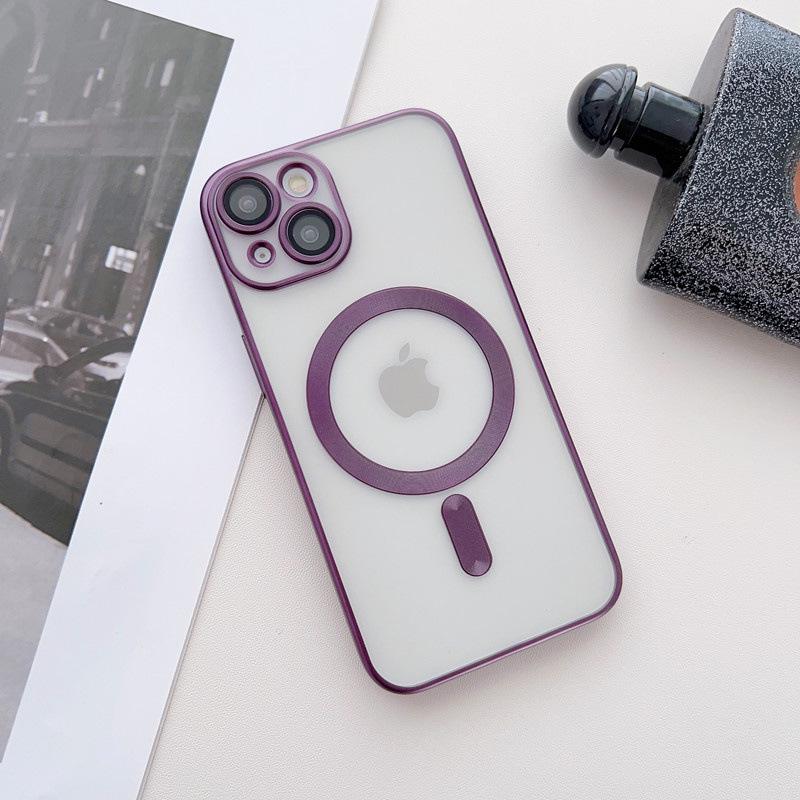 Electroplated Magnetic Transparent Phone Case for iPhone 17 with 12 Lens Film for 14 Pro