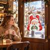 No Glue Window Adhesives Christmas Heart Gesture Santa Claus Clings, Decorative PVC Static Glass Festive Home Ornaments Sticker, Removable Decals for