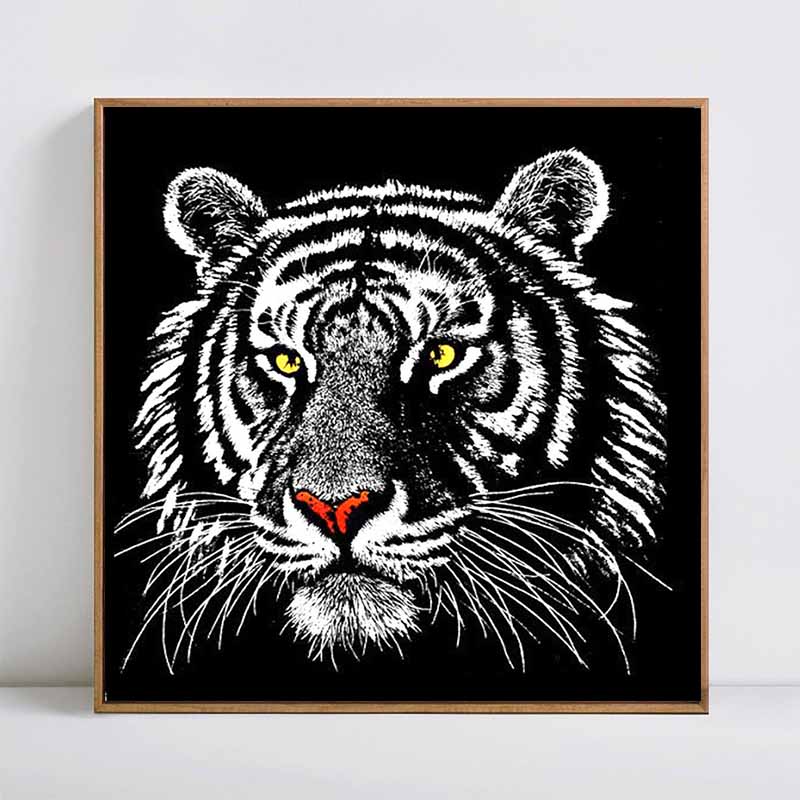 

5D DIY Бриллиантовая мозаика Ручная работа Вышивка Картины Мультфильм Хэллоуин Тигр Полное сверло Круглая живопись Вышивка Крестик Декор Холст