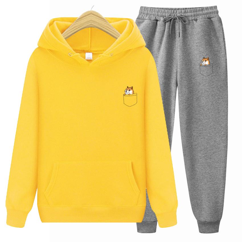 

Новые женские осенние толстовки с капюшоном и принтом в виде кота и букв + брюки, повседневные толстовки с капюшоном, спортивная мужская флисовая куртка с капюшоном L