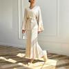 2025 Autumn European & American V-Neck Tie-Waist Short-Sleeve High-Waisted Skirt Set