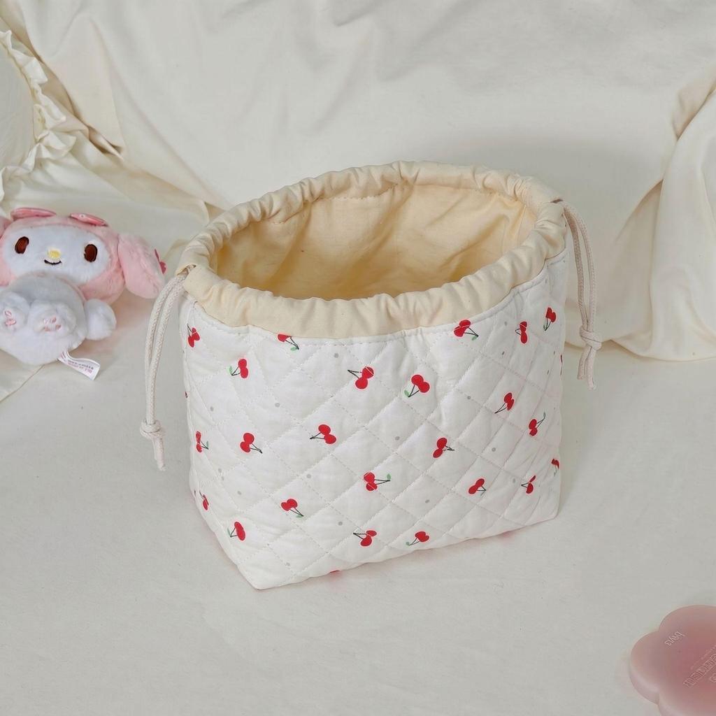 Premium Quilted Travel Storage Pouch: Large Capacity, Cute Drawstring Design