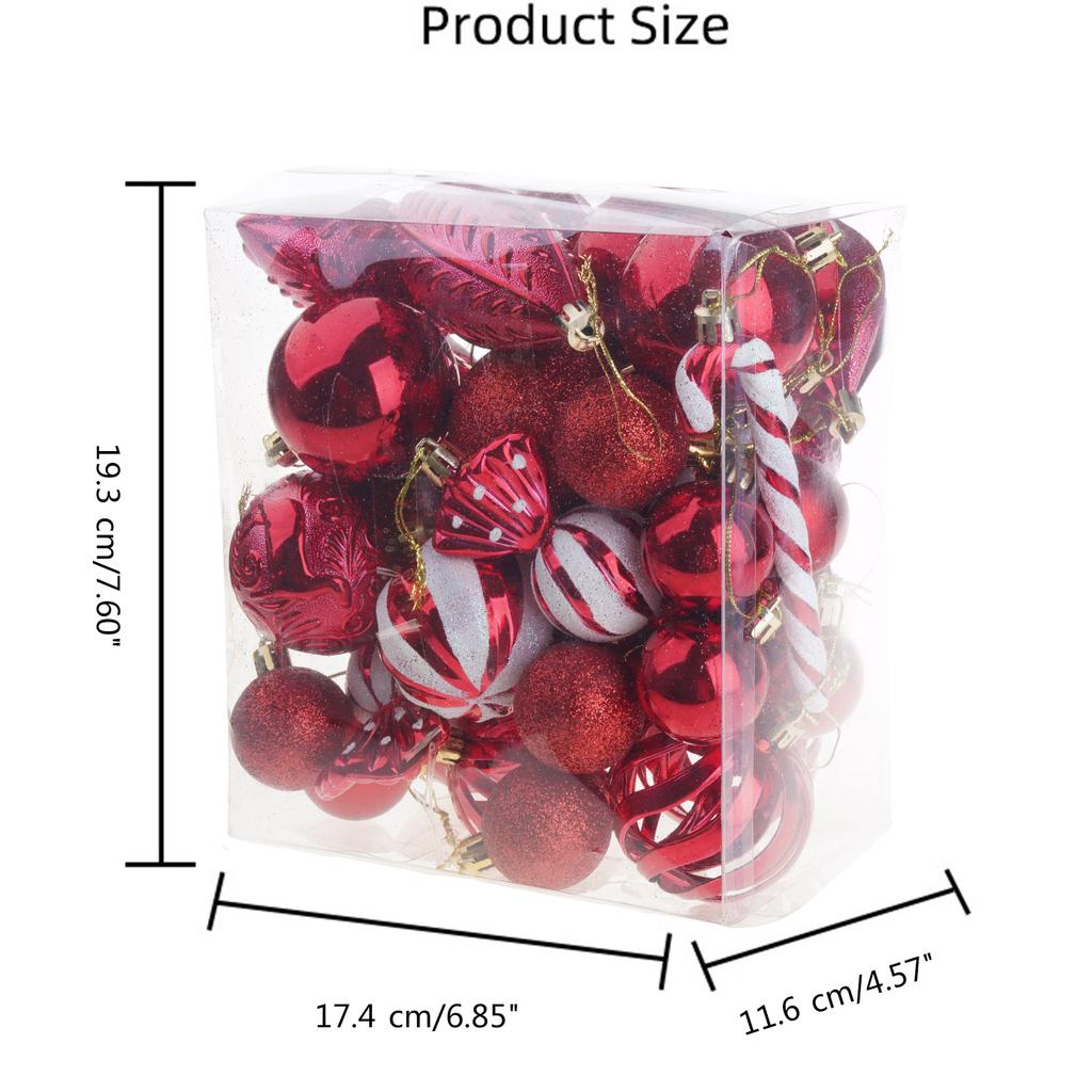 Festive Holiday Ornament Collection Shatter Proof Plastic Baubles Decorations Glittering Christmas Tree Pendants