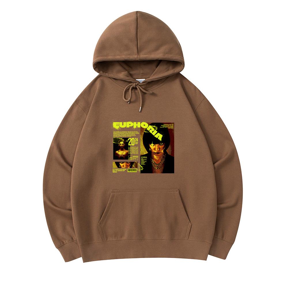 

300 г/м² Мужские хлопковые толстовки с капюшоном Euphoria Print Премиум Хлопковая толстовка XS армия зеленый