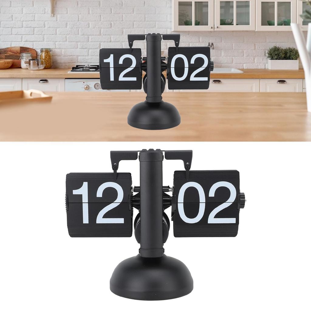 Retro Large Number 24-Hour Flip Desk Clock, Stainless Steel Table Clock, Easy To Read, Best Retro Birthday or Christmas Gift, Perfect for Living Room,