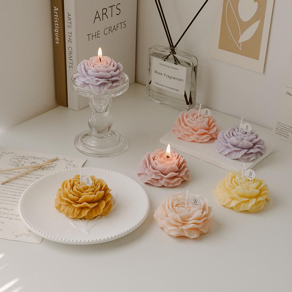 Peony Flower-Shaped Scented Candle Figurine - Ideal Gift for Teachers and Girls