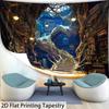 2D Dark Academia Tapestry Magical Tree Library In Enchanted Forest Wall Hanging
