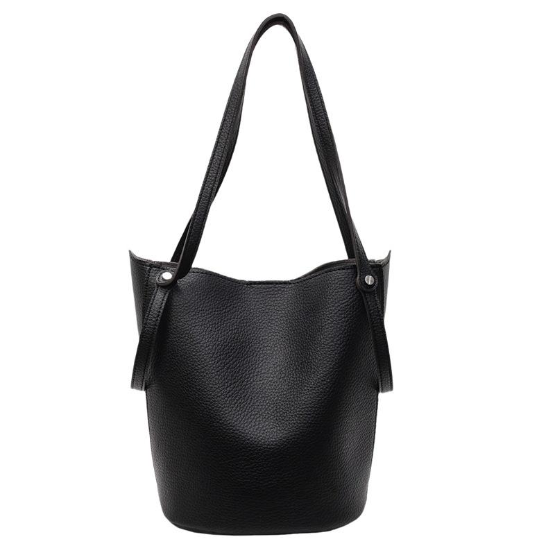 

Сумка-ведро Trend Niche Design для детей и мам, женская, вместительная, однотонная, простая, повседневная, через плечо чёрный