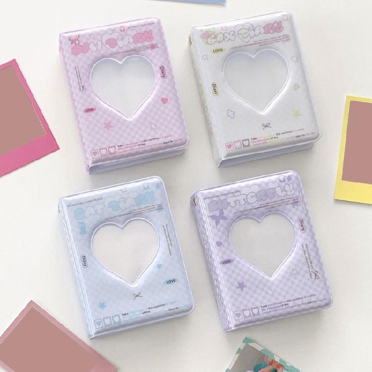 3Inch Mini Photo Card Album Heart Hollowed Styles Cover with 40 Pocket Card Binder Book for Capturing Daily Moment