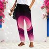 Women S Plus Size Loose Fit Printed Long Pants Black Pink Gradient With Pockets