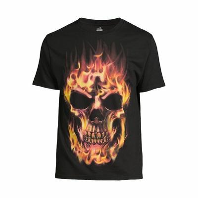 Way To Celebrate Men's Flaming Skull Halloween Graphic Tee Size M