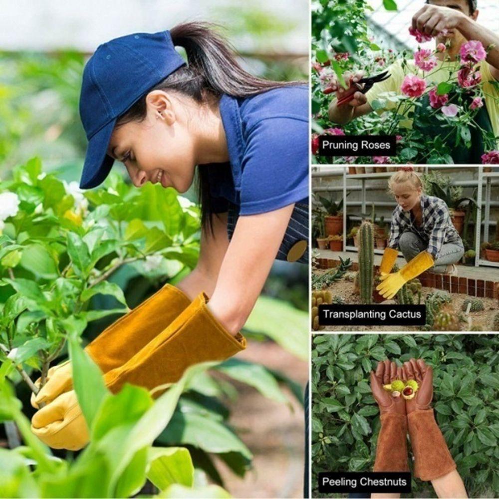 For Men Women Leather Thorn Proof Gauntlet Long Sleeve Garden Tools Work Welding Protection Safety Gloves Pruning Gloves