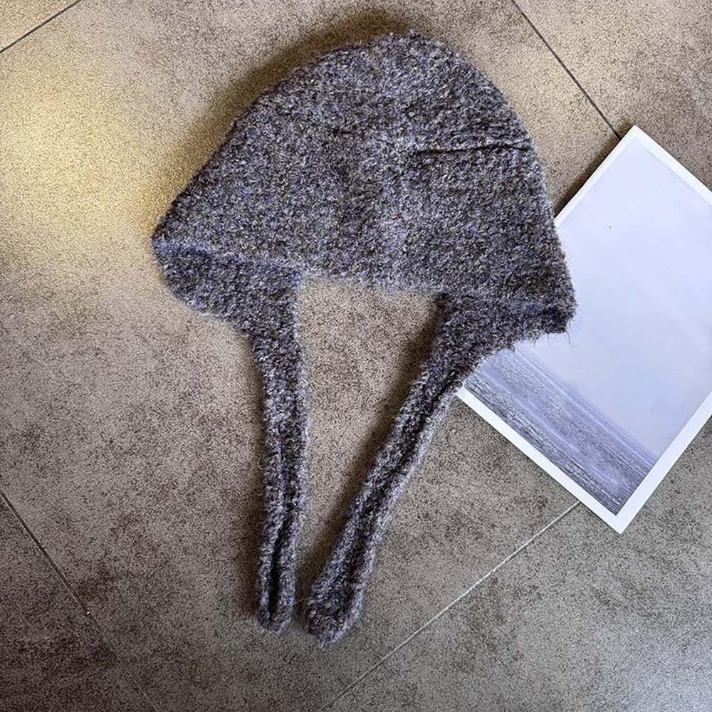 Acrylic Fibers Knitted Hooded Cap Double Side Winter Neckerchief Hat  Warmer
