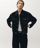 Noirer Velvet Texture Denim Trucker Jacket (Black)