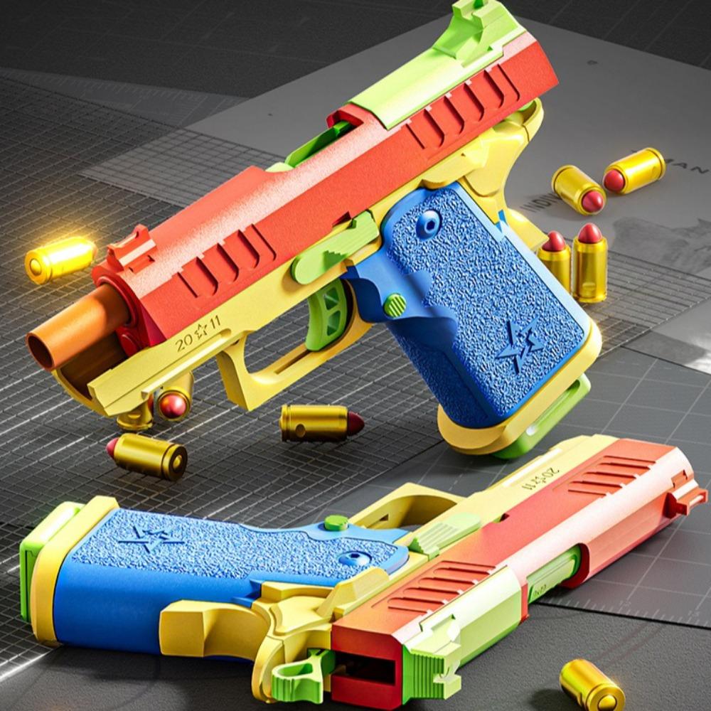 G172011 Shell Throwing Continuous Firing Airsoft Blowback Empty Hanging Toy Gun Soft Bullet Launcher for Children Birthday Gift